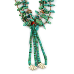 Navajo - 3-Strand Turquoise Nugget, Spiny Oyster, Coral, and Heishi Necklace with Jocla Pendants c. 1920-40s, length 32"
