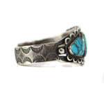 Navajo - Turquoise and Silver Bracelet with Stamped Design c. 1930s, size 6.5