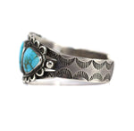 Navajo - Turquoise and Silver Bracelet with Stamped Design c. 1930s, size 6.5