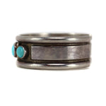 Frank Patania Sr. (1899-1964) and Thunderbird Shop - Turquoise and Sterling Silver Row Bracelet c. 1950s, size 6.5