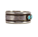 Frank Patania Sr. (1899-1964) and Thunderbird Shop - Turquoise and Sterling Silver Row Bracelet c. 1950s, size 6.5