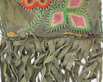 Possibly Iroquois Leather Beaded Utility Bag with Floral Design c. 1890s, 16" x 6.75"