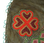 Possibly Iroquois Leather Beaded Utility Bag with Floral Design c. 1890s, 16" x 6.75"