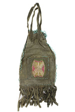Possibly Iroquois Leather Beaded Utility Bag with Floral Design c. 1890s, 16" x 6.75"