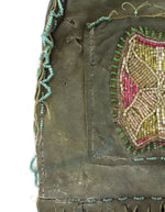 Possibly Iroquois Leather Beaded Utility Bag with Floral Design c. 1890s, 16" x 6.75"