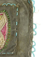 Possibly Iroquois Leather Beaded Utility Bag with Floral Design c. 1890s, 16" x 6.75"