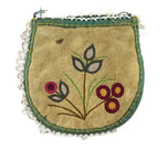 Seneca/Iroquois Beaded Leather Bag with Floral Pictorial c. 1890s, 5" x 5"