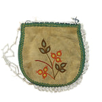 Seneca/Iroquois Beaded Leather Bag with Floral Pictorial c. 1890s, 5" x 5"