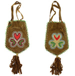 Iroquois Beaded Leather Double-Sided Utility Bag c. 1890s, 13" x 5.5"