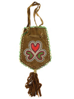Iroquois Beaded Leather Double-Sided Utility Bag c. 1890s, 13" x 5.5"