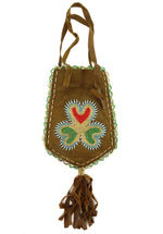 Iroquois Beaded Leather Double-Sided Utility Bag c. 1890s, 13" x 5.5"