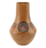 Lorraine Williams (1955-2024) - Navajo Polychrome Vase with Carved Sunface Kachina Design c. 1990s, 9.125" x 6"