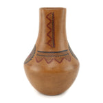 Lorraine Williams (1955-2024) - Navajo Polychrome Vase with Carved Sunface Kachina Design c. 1990s, 9.125" x 6"