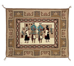 Navajo Burntwater Rug with Shalako Dancers c. 1990s, 42" x 52.5"