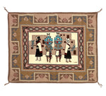 Navajo Burntwater Rug with Shalako Dancers c. 1990s, 42" x 52.5"