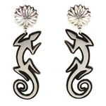 Raynard Scott (b. 1965) - Navajo - Contemporary "Gecko Under the Sun" Sterling Silver Dangle Design Post Earrings, 2.875" x 1"
