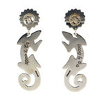 Raynard Scott (b. 1965) - Navajo - Contemporary "Gecko Under the Sun" Sterling Silver Dangle Design Post Earrings, 2.875" x 1"