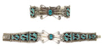 Zuni / Navajo - Turquoise, Jet, and Silver Channel Inlay Bracelet c. 1940s, size 8