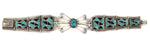 Zuni / Navajo - Turquoise, Jet, and Silver Channel Inlay Bracelet c. 1940s, size 8