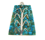 Santo Domingo (Kewa) - Turquoise Mosaic Inlay, Clamshell, and Silver Cornstalk Pendant c. 1970-80s, 1.375" x 1.25"