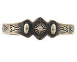 Navajo - Fred Harvey Silver Bracelet with Stamped Donkey and Human Design c. 1930s, size 6.25