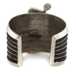 Edison Cummings (b. 1962) - Navajo - Contemporary Turquoise, Coral, Ironwood, and Silver Sandcast Bracelet, size 6.25