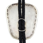Frank Patania Sr. (1899-1964) & Thunderbird Shop - Spiny Oyster/Turquoise Mosaic Inlay, Sterling Silver, and Leather Bolo Tie c. 1940-50s, 3.25" x 2.75" bolo