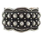 Gene Natan (b. 1950) - Navajo - Sterling Silver Bracelet with Studs and Stamped Design c. 1990s, size 6.25