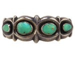 Navajo - Turquoise and Silver Sandcast Row Bracelet c. 1940s, 6.5