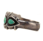 Navajo - Turquoise and Silver Sandcast Row Bracelet c. 1940s, 6.5