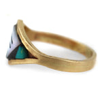 Zuni - Multi-Stone Inlay and 14K Gold Ring c. 1950s, size 7.5
