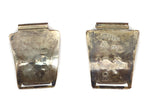 Zuni - Pair of Turquoise Channel Inlay and Silver Watchband Tabs c. 1940-50s, 1.125" x 1.375"