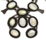 Navajo - Mother of Pearl and Silver Squash Blossom Necklace c. 1930s, 26" length