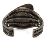 Navajo - Turquoise and Silver Bracelet with Feather Design c. 1940s, size 6.75