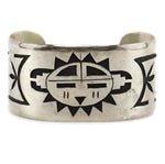 Hopi - Silver Overlay Bracelet with Sunface and Raincloud Pictorials c. 1950-60s, size 6.5
