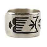 Hopi - Silver Overlay Bracelet with Sunface and Raincloud Pictorials c. 1950-60s, size 6.5