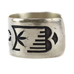 Hopi - Silver Overlay Bracelet with Sunface and Raincloud Pictorials c. 1950-60s, size 6.5