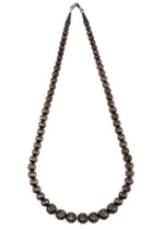 Navajo - Silver Beaded Necklace c. 1960s, 24" length