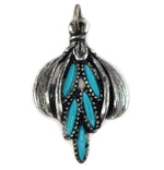 Southwest-Style - Turquoise Needle Point and Silver Pendant and Clip-On Earrings Set c. 1960-70s