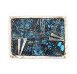 Navajo - Turquoise Channel Inlay and Sterling Silver Belt Buckle c. 1970-80s, 1.5" x 2"