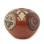 Minnie Vigil (b. 1931) - Santa Clara Polychrome Jar with Feather and Storm Cloud Pictorials c. 1980s, 5.25" x 6.5"