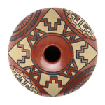Minnie Vigil (b. 1931) - Santa Clara Polychrome Jar with Feather and Storm Cloud Pictorials c. 1980s, 5.25" x 6.5"