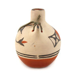 Hilda Coriz (b. 1949) - Santo Domingo (Kewa) Polychrome Canteen with Bird and Flower Pictorials c. 1970s, 3.75" x 3"