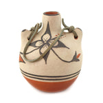 Hilda Coriz (b. 1949) - Santo Domingo (Kewa) Polychrome Canteen with Bird and Flower Pictorials c. 1970s, 3.75" x 3"