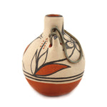 Hilda Coriz (b. 1949) - Santo Domingo (Kewa) Polychrome Canteen with Bird and Flower Pictorials c. 1970s, 3.75" x 3"
