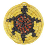 Hopi Polychrome Coil Plaque with Turtle Pictorial c. 1960s, 6.5" diameter