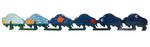Richard Glazer-Danay (Kahnawake Mohawk) (b.1942) - "Buffalo Days" Wood Carved Stand c. 1987, 9.5" x 80" x 2.5"