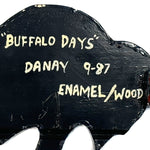 Richard Glazer-Danay (Kahnawake Mohawk) (b.1942) - "Buffalo Days" Wood Carved Stand c. 1987, 9.5" x 80" x 2.5"