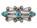 Navajo - Turquoise and Silver Pin c. 1930s, 1.125" x 2.25"