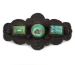 Navajo - Turquoise and Silver Pin with Stamped Design c. 1920-30s, 1" x 1.625"